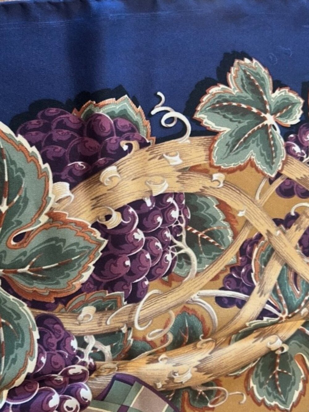 Vintage Salvatore Ferragamo Silk Scarf with Fox & Grape Hand Rolled Edges 33x35 - Picture 11 of 16